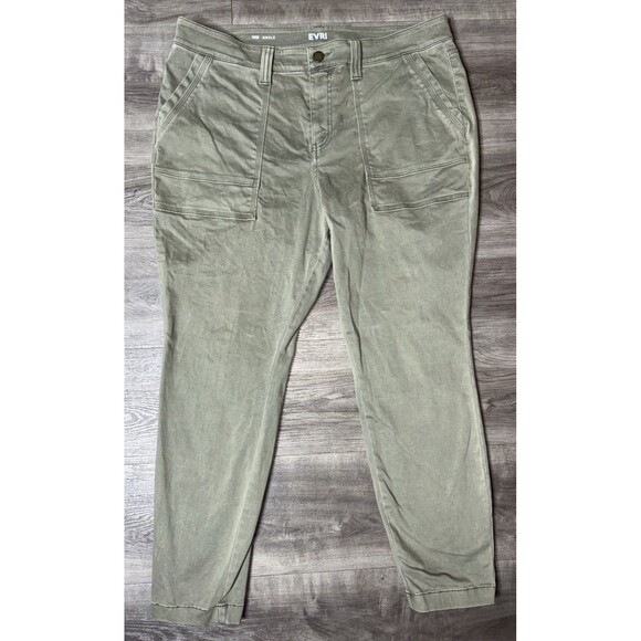 EVRI Plus Size Jeans Green Size 16W Ankle Chino Dress Pants 38x26 Pants - Picture 1 of 6